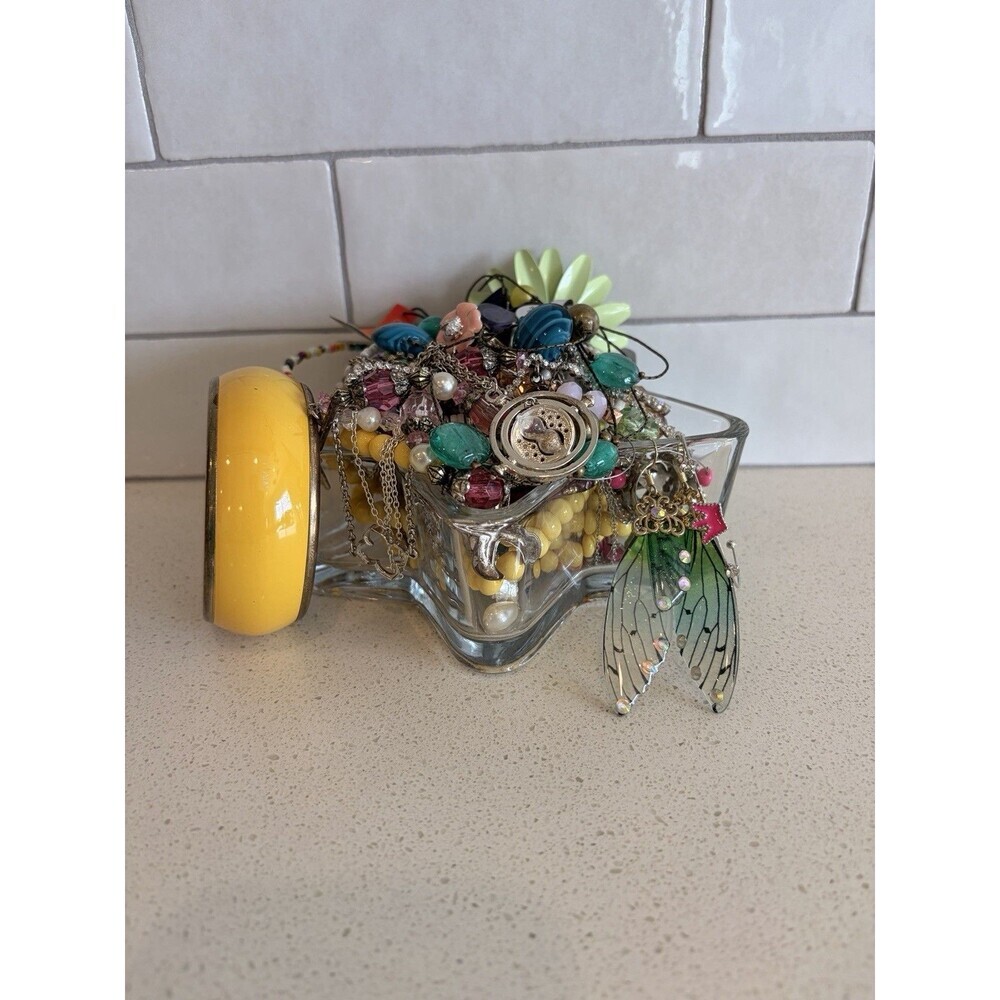 VTG Mystery Jewelry Jar Fun Fairy Cottage Cosplay Sparkle Gold Silver Girly